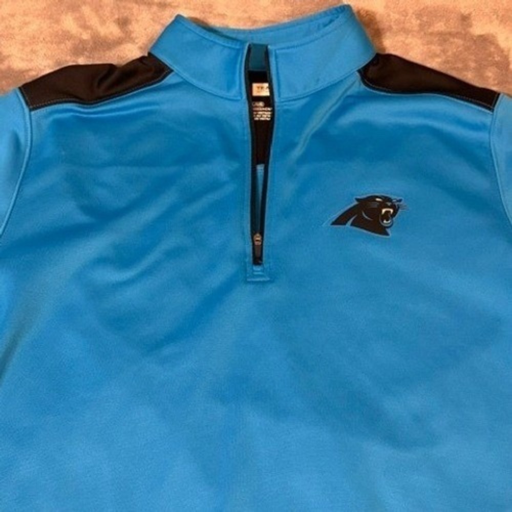 Carolina Panthers Pullover Mens L Blue NFL Football 1/4 Zip NFL Team Apparel EUC - Picture 3 of 8